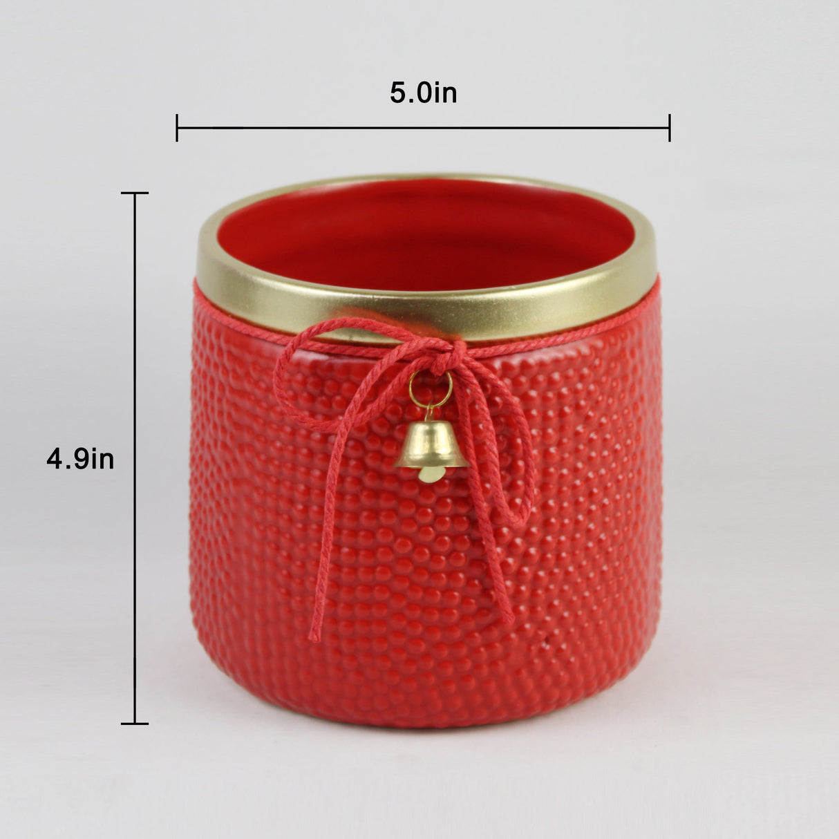 Red & Green Bell Christmas Ceramic Planter – Festive Textured Design