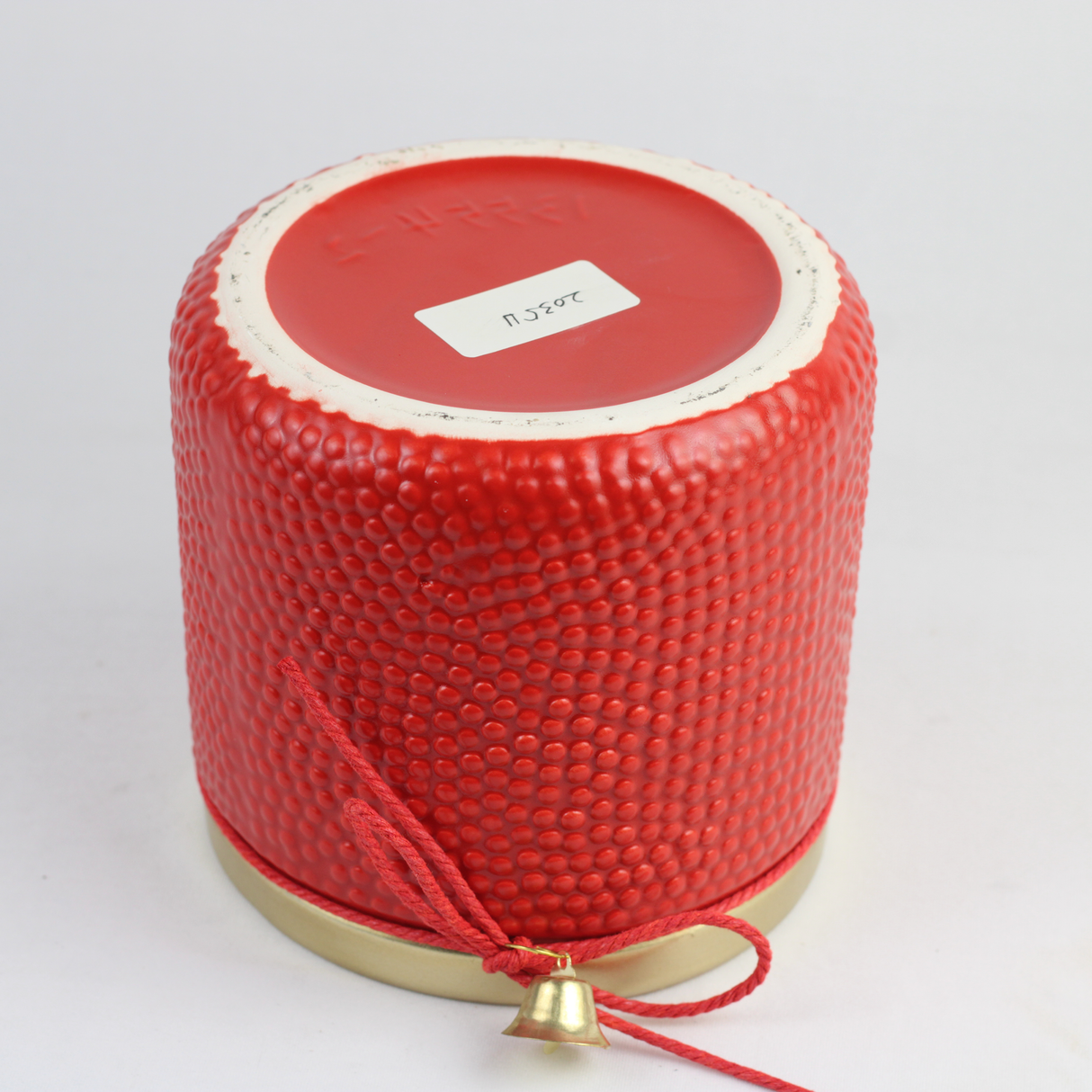 Red & Green Bell Christmas Ceramic Planter – Festive Textured Design