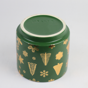 Red & Gold Christmas Ceramic Planter – Festive Holiday Tree Design