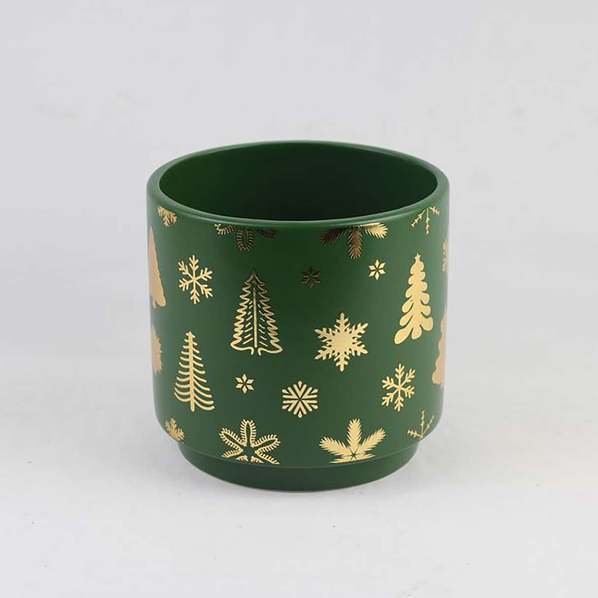 Red & Gold Christmas Ceramic Planter – Festive Holiday Tree Design