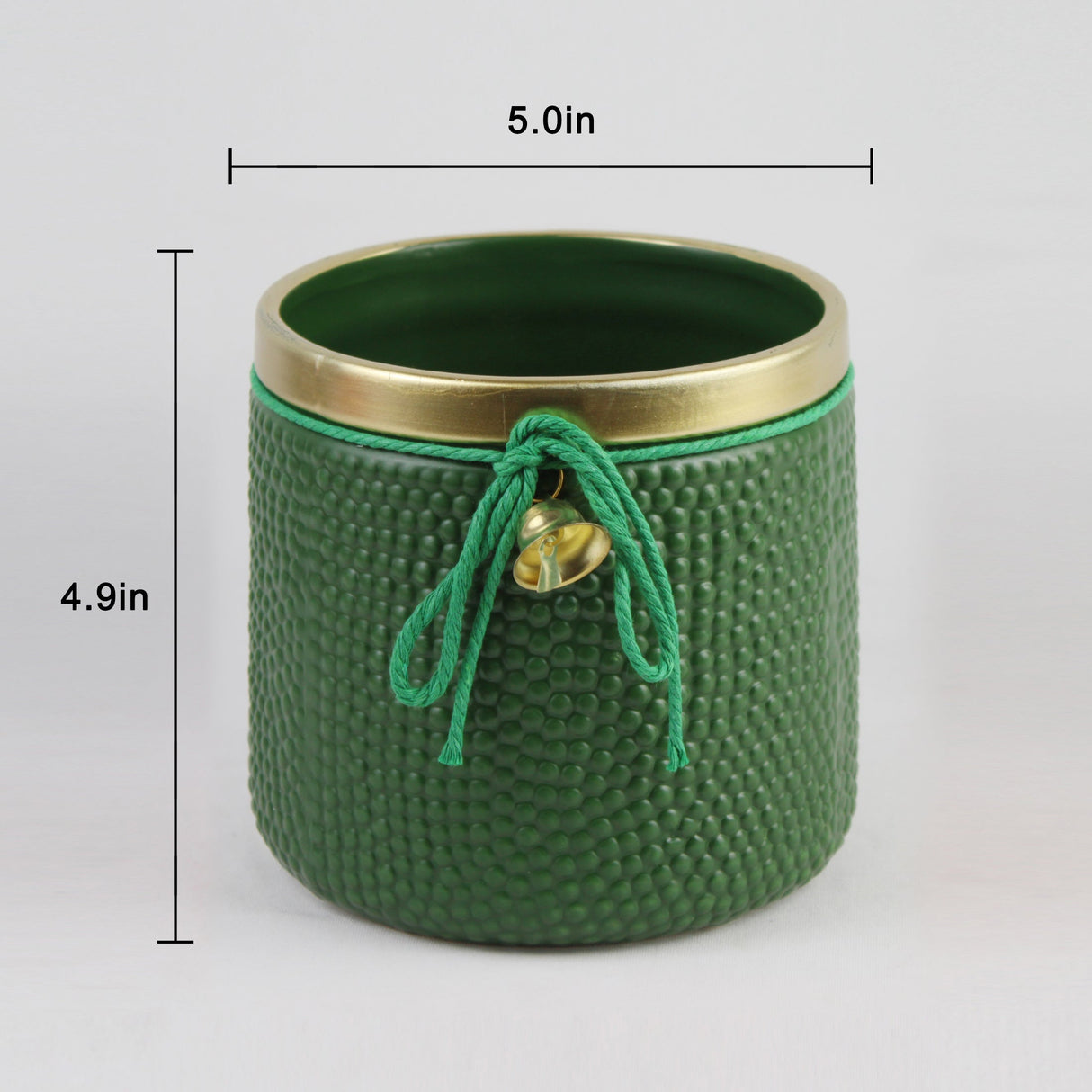 Red & Green Bell Christmas Ceramic Planter – Festive Textured Design