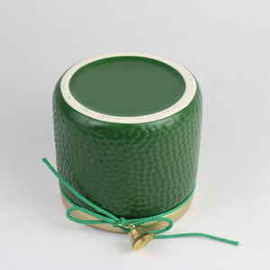 Red & Green Bell Christmas Ceramic Planter – Festive Textured Design