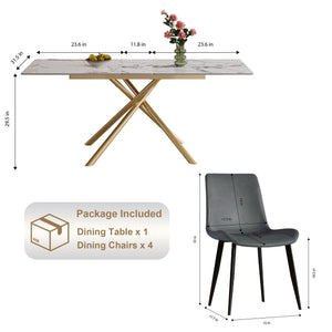 Modern Expandable Dining Table With Retractable Leaf With Chairs