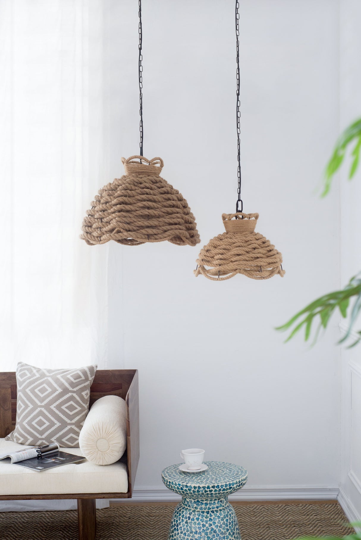 S/2 Rope Woven Chandelier