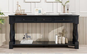 TREXM 63" Long Console Table with Drawers and Shelf