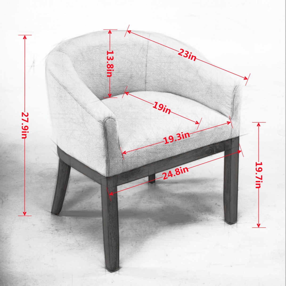 Mid Century Modern Upholstered Barrel Dining Chair with Arms