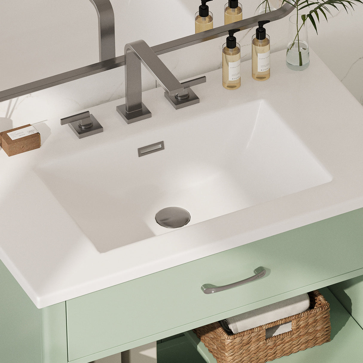 30 Inches Bathroom Vanity with Tempered Glass