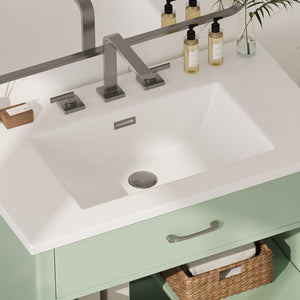 30 Inches Bathroom Vanity with Tempered Glass