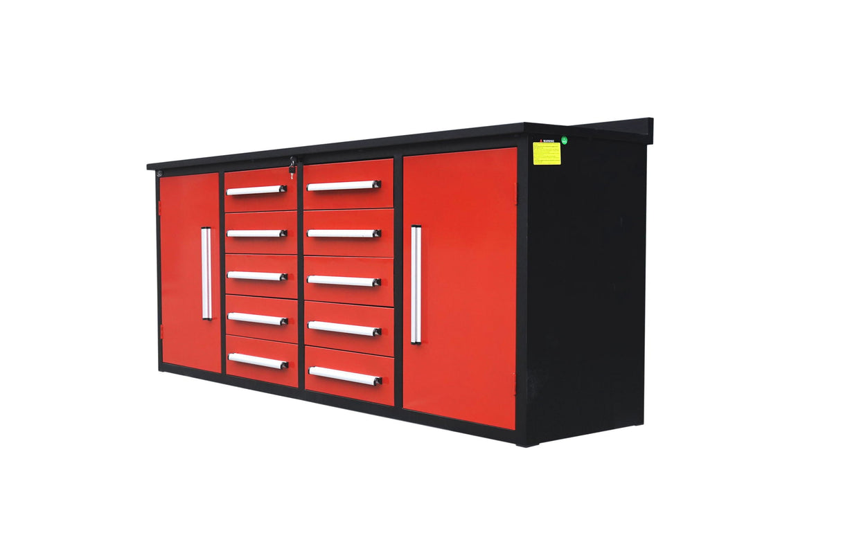Storage Cabinets With Workbench (With 10 Drawers And 2 Cabinets)