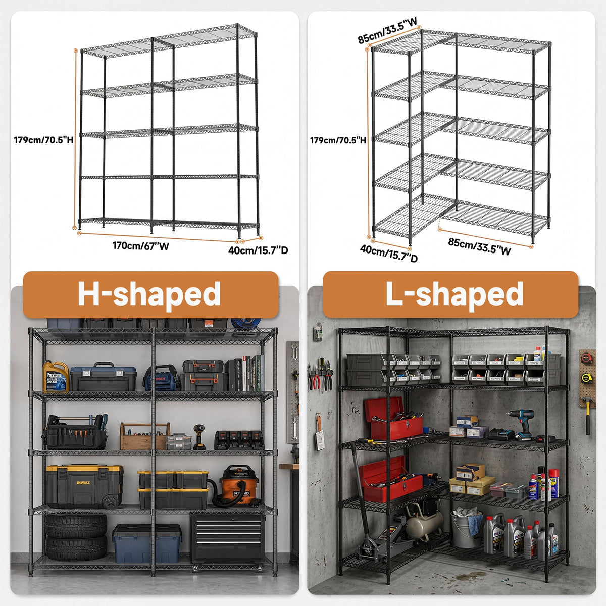 5 Tiers Adjustable Heavy Duty Metal Storage Shelves