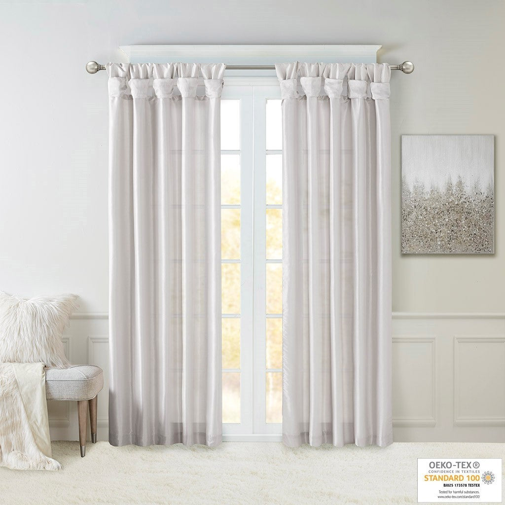 Twist Tab Lined Window Curtain Panel Silver 50x108"
