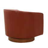 Tessa Caramel Top Grain Leather Swivel Chair with Wood Base