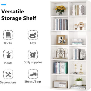 Narrow 12 Cube Bookcase With Closed Back For Living Room - White