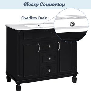 Bathroom Vanity With Top Sink, Mirror Cabinet, 2 Soft Closing Doors & 2 Drawers
