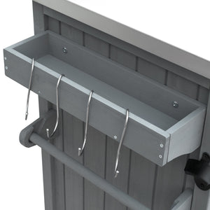 K&K 78.3' Outdoor Kitchen Island with Foldable Grill Table