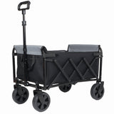 All-in-One Convertible Folding 4-Wheel Trolley with Bench Seat and Dog Leash