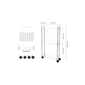 Chrome Clear Acrylic 3-Tier Rolling Cart