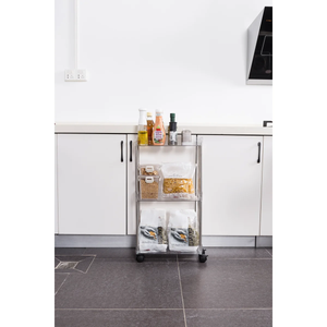 Chrome Clear Acrylic 3-Tier Rolling Cart