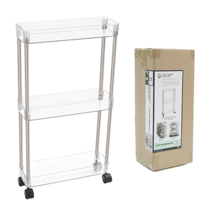 Chrome Clear Acrylic 3-Tier Rolling Cart