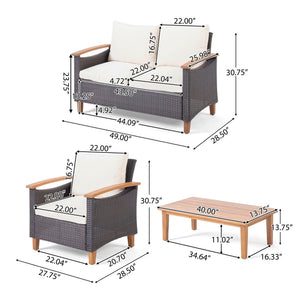 Isla - Transitional Chat Set With Water Resistant Cushions - Teak