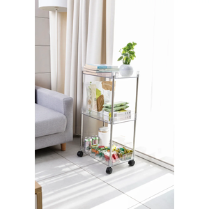 Chrome Clear Acrylic 3-Tier Rolling Cart
