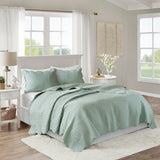 3 Piece Reversible Scalloped Edge Quilt Set Seafoam King/Cal King