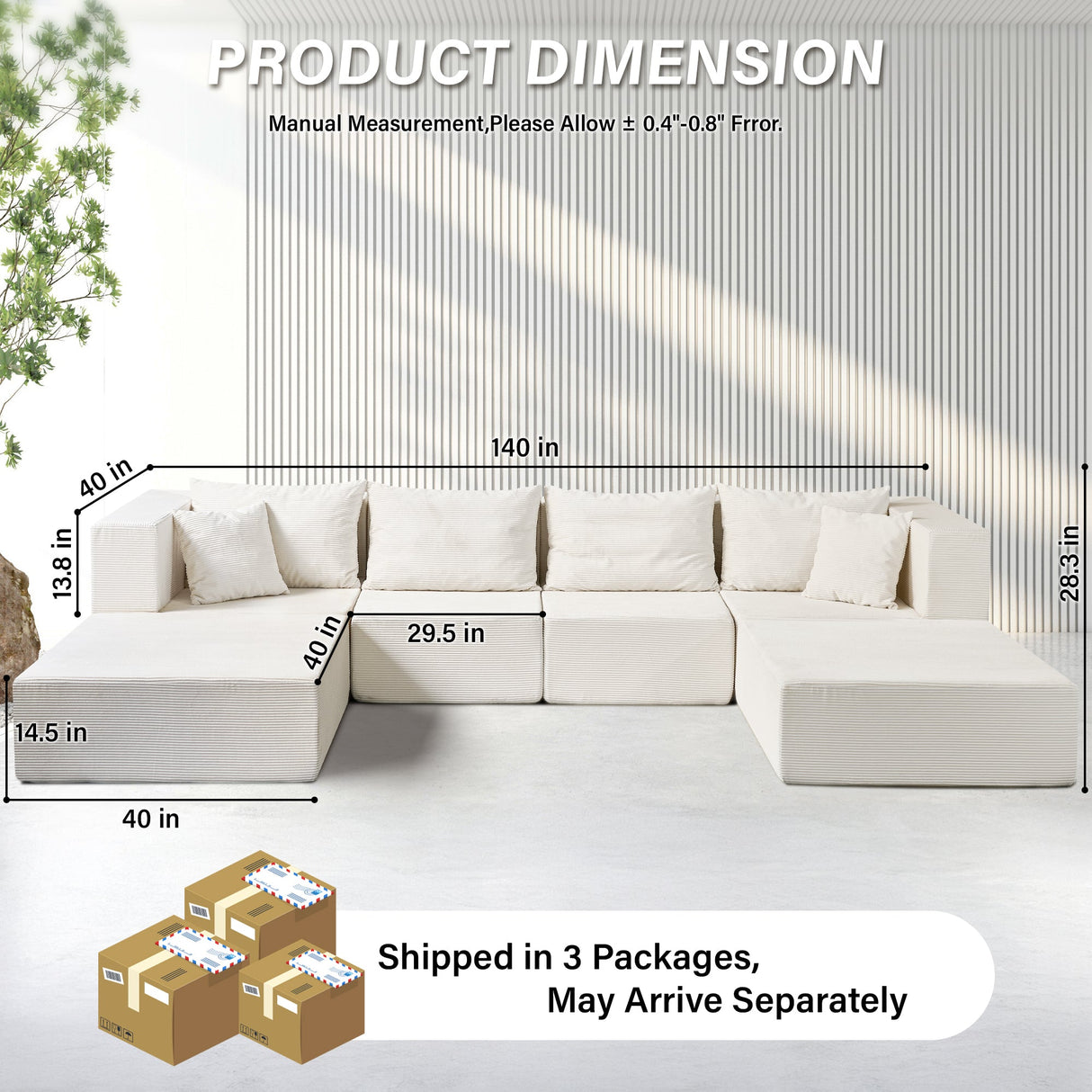 140" Modular Sectional Sofa Bed