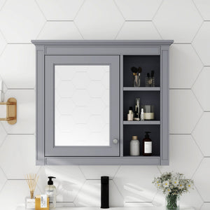 Wall Mounted Medicine Cabinet with Mirror and 3 Open Shelves - Multiple Colors