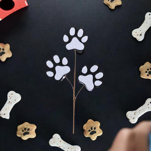 13.5" Felt Paw Print Spray: Black/White