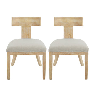 Contemporary Fabric Upholstered Side Dining Chairs Set With Curved Back
