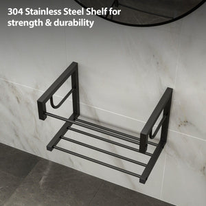 Wall Mounted Rectangular Bathroom Sink With Towel Bar & Overflow - White