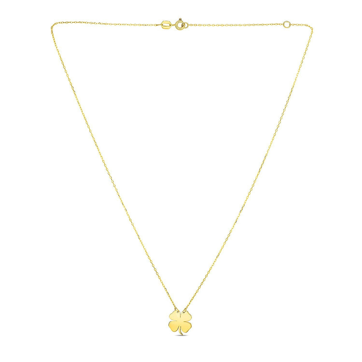 14K Yellow Gold Four Leaf Clover Necklace
