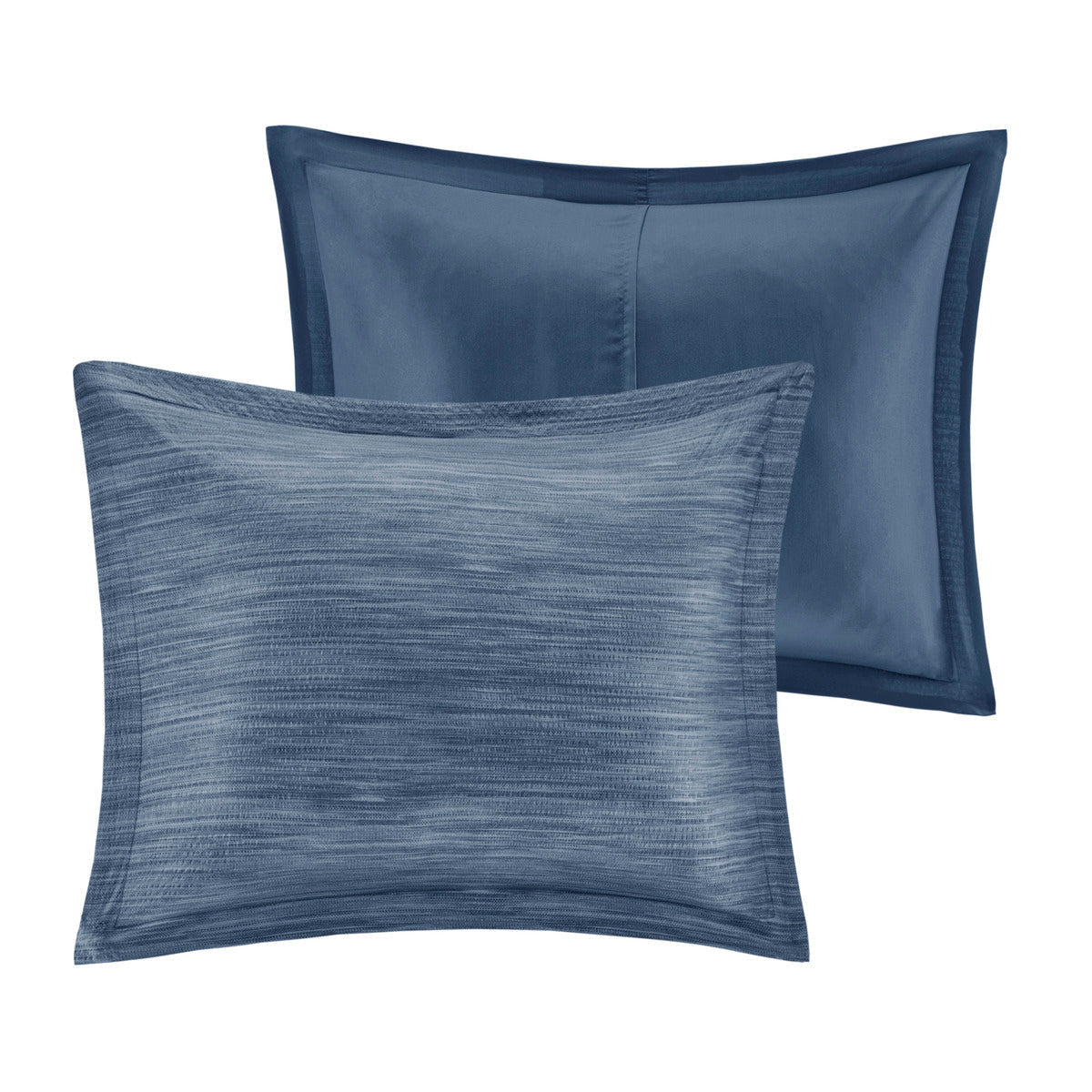 7 Piece Printed Seersucker Comforter Set with Hypoallergenic Fill - Navy