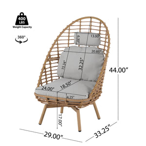 Ellis Outdoor Wicker High-Back Swivel Lounge Chair