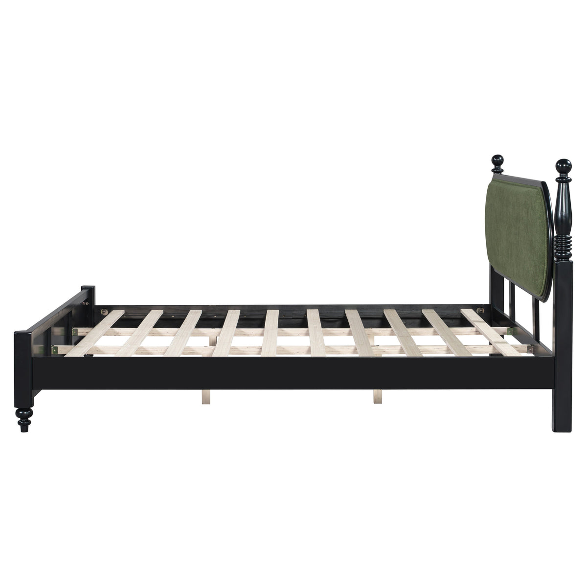 King Bed Frame Solid Wood Platform with Slats - Modern