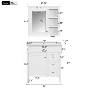 Bathroom Vanity With Top Sink, Storage Cabinet, And Mirror Cabinet