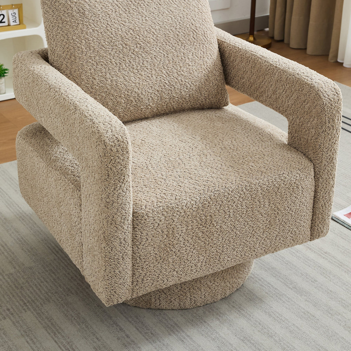 Stonewell Square Swivel Accent Chair with Open Back