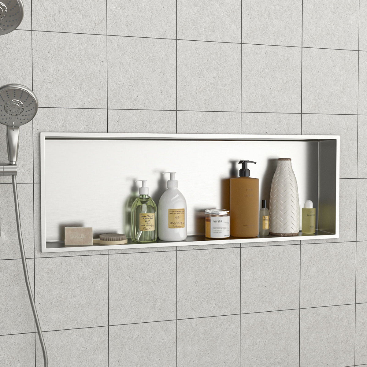 Stainless Steel Shower Niche With Seamless Design For Bathroom Storage