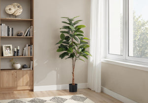52" Tall Artificial Rubber Tree, Indoor Faux Potted Plant