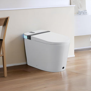 Smart Toilet With Bidet Seat Built In, Auto Open / Close Seat, Foot Sensor, LED Display - White