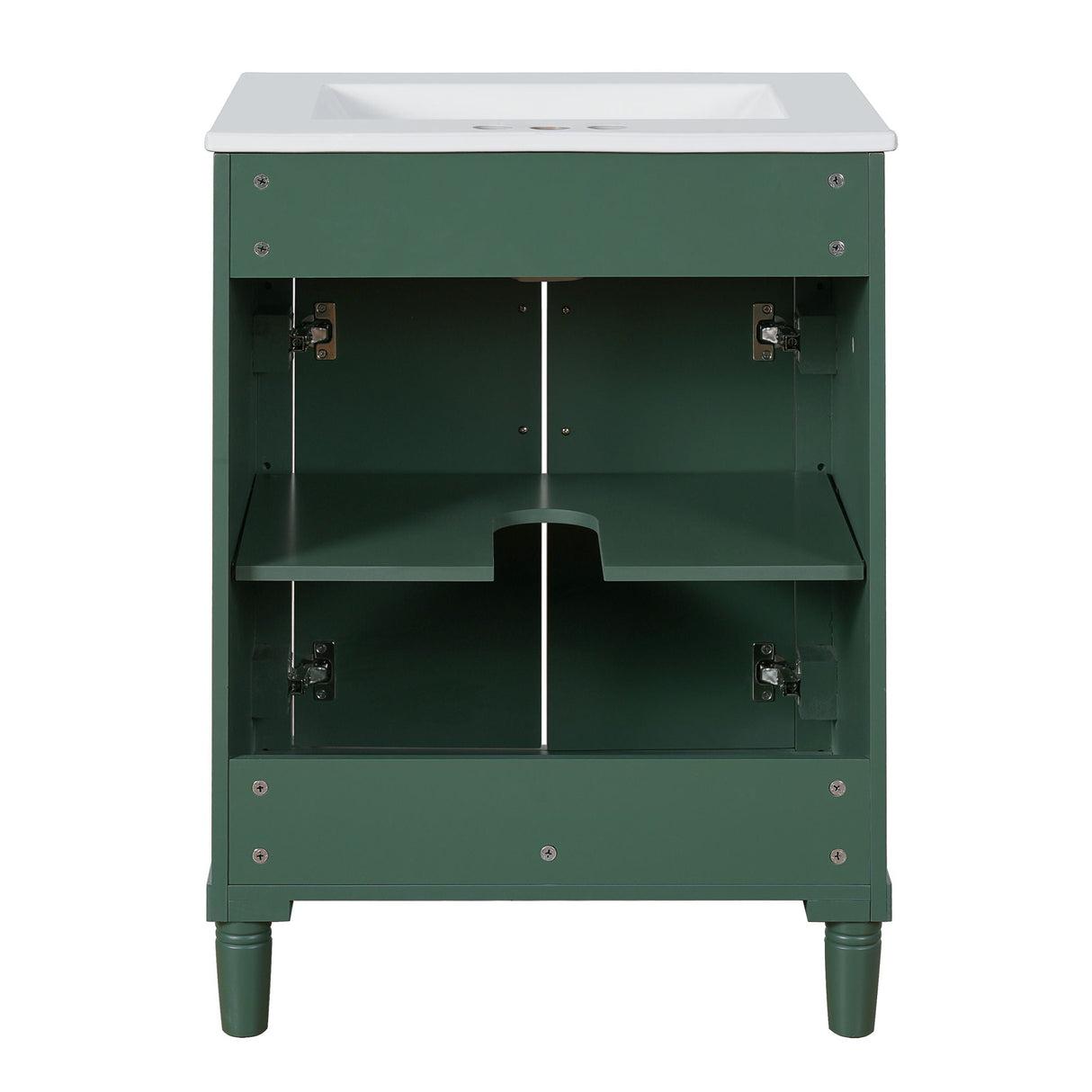 Bathroom Vanity With Integrated Sink, 2 Door Cabinet, Single Sink For Small To Medium Bathrooms