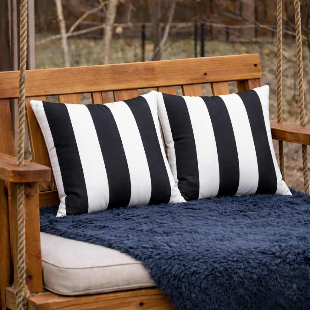 6 Pack Outdoor Pillow Covers (18x18 Inch) - Black/White Striped