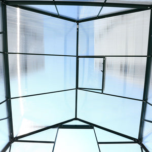 Polycarbonate house, Heavy Duty Outdoor Aluminum Walk-In House Kit With Rain Gutter, Vent And Door For Backyard Garden
