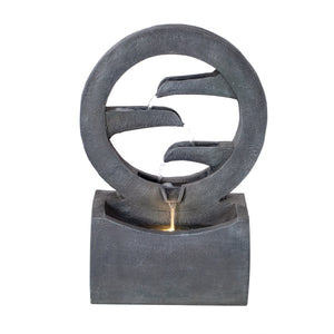 26.77'H Gray Circular Polyresin Outdoor Water Fountain with LED Light