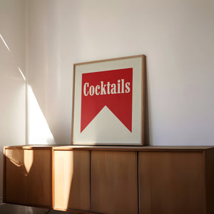 Cocktails Banner Tab Typography Square Bar Art Print
