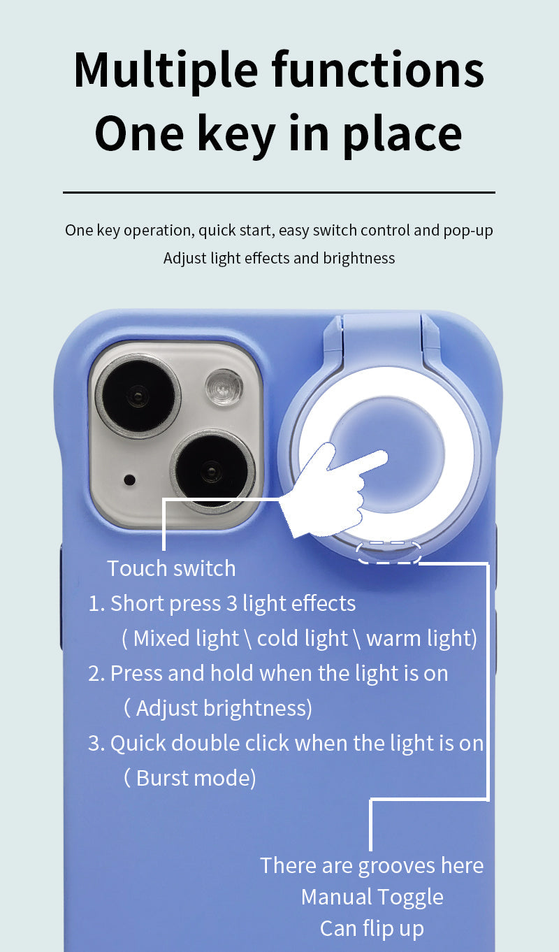Ring Selfie Flip Light iPhone Case - 3 Colors