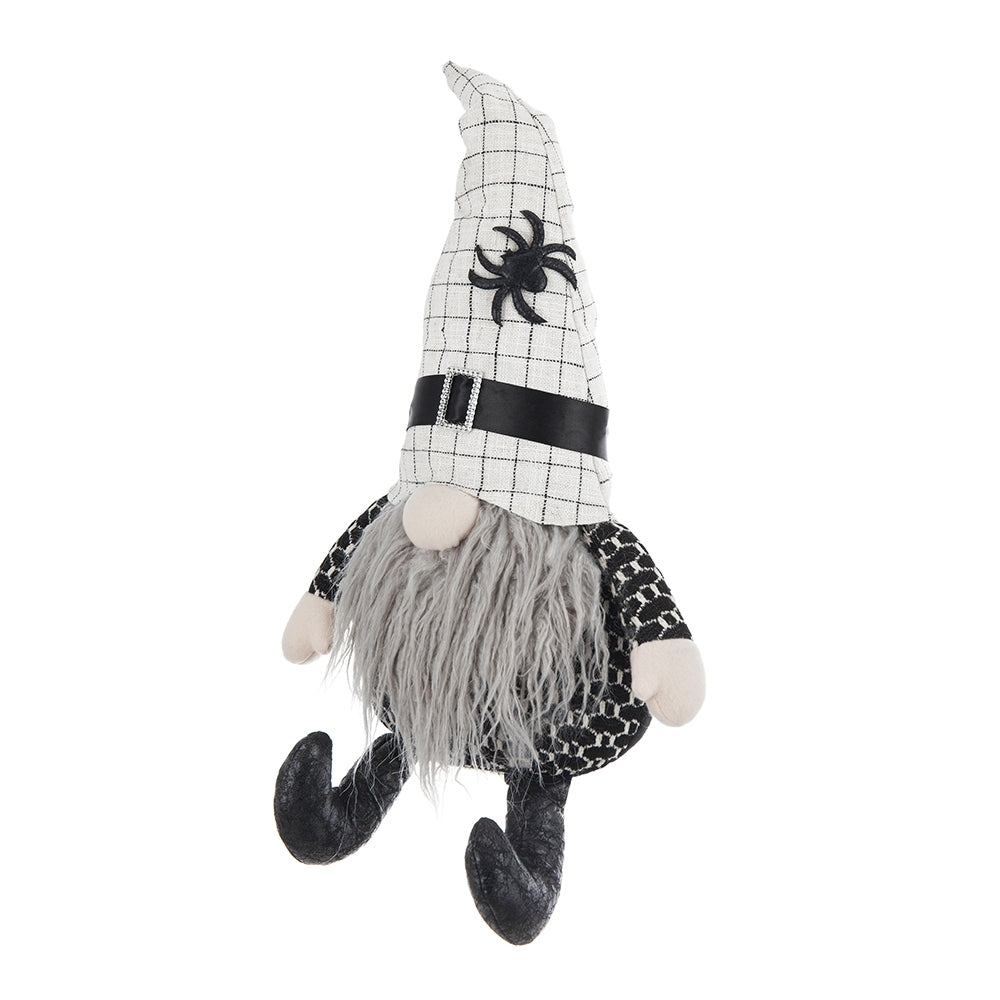 23.5'' Halloween Gnome – Fabric Sitting Decor with White Hat & Spider Accent