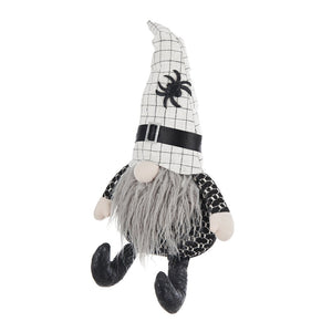 23.5" Halloween Gnome – Fabric Sitting Decor with White Hat & Spider Accent
