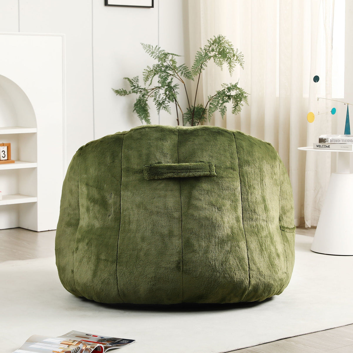 Beanbag Chair, Beanbag Sofa Chair With Armrests Stuffed High Density Foam