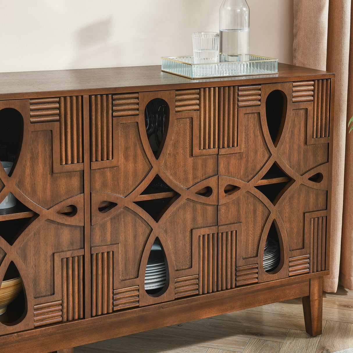 Sideboard with 4 Doors and Adjustable Shelves